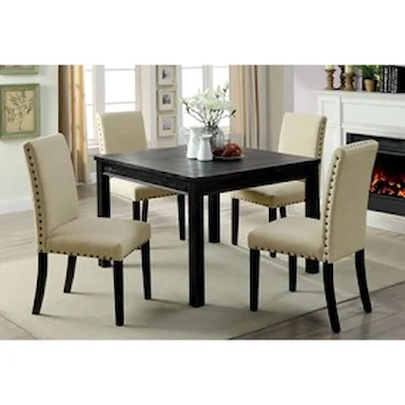 Transitional 5 Piece Dining Table Set