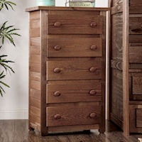 Rustic 5-Drawer Solid Pine Bedroom Chest
