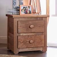 Rustic 2-Drawer Solid Pine Night Stand