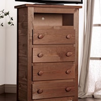 Rustic 4-Drawer Solid Pine Media Chest