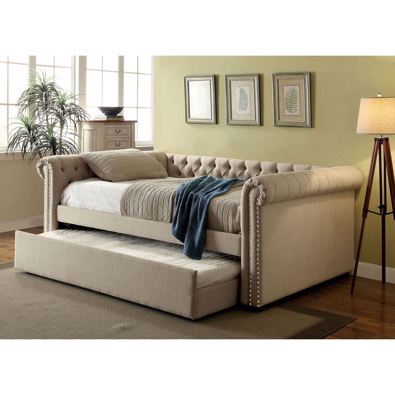 Tufted full daybed with trundle sale