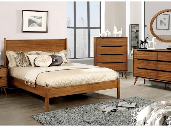 Queen Bed and 1NS and Dresser and Oval Mirro