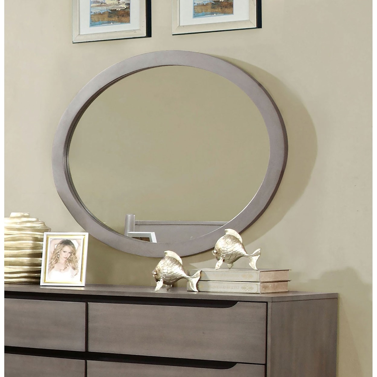 Furniture of America Lennart Oval Mirror