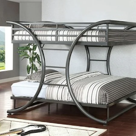Contemporary Metal Full Over Full Bunk Bed
