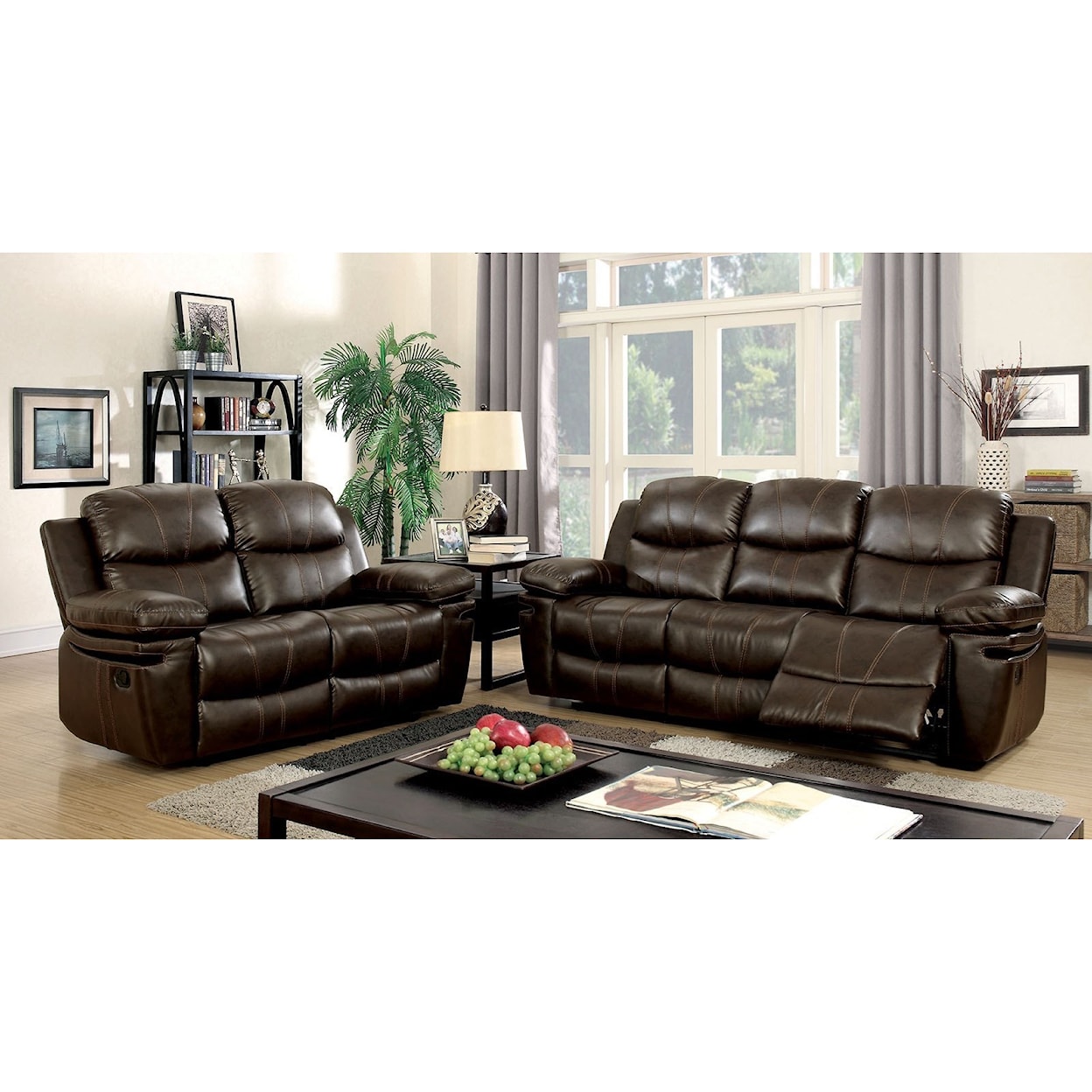 Furniture of America Listowel Sofa and Loveseat Set