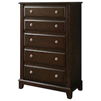 Transitional Chest of 5 Drawers with Felt-Lined Top Drawers