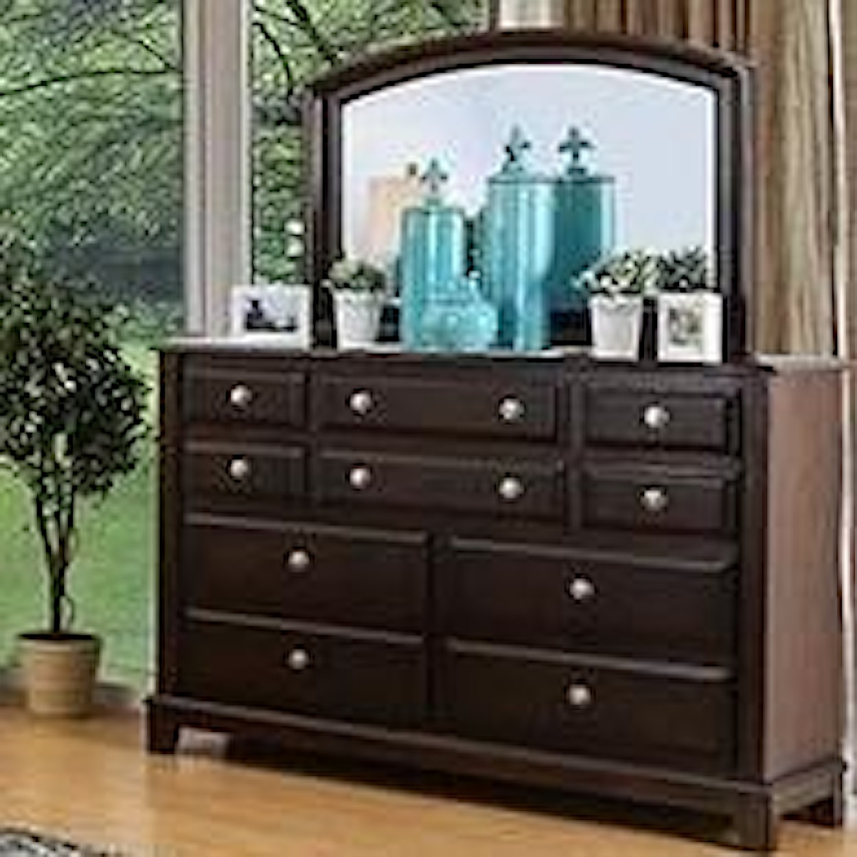 Furniture of America Litchville Dresser and Mirror Combination