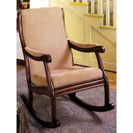 Traditional Rocking Chair with Scrolled Wood Arms
