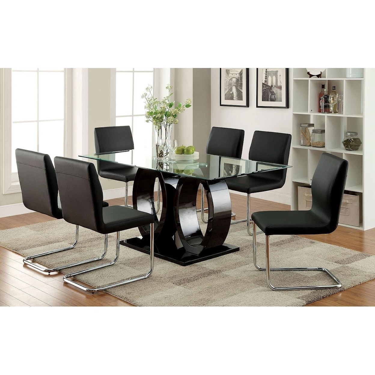 Furniture of America Lodia I Table and 6 Side Chairs