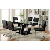 Contemporary 7 Piece Dining Set with Rectangular Glass Table