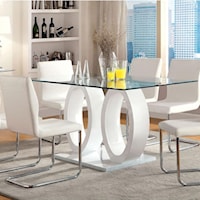 Contemporary Rectangular Dining Table with Glass Top