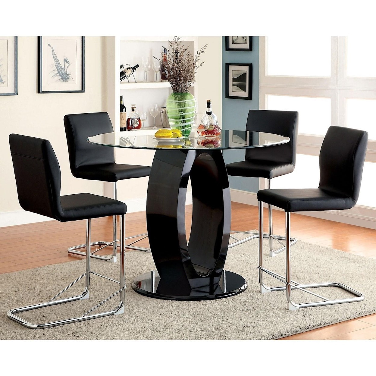 Furniture of America Lodia II Table and 4 Side Chairs