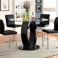 Contemporary Round Counter Height Table with Glass Top