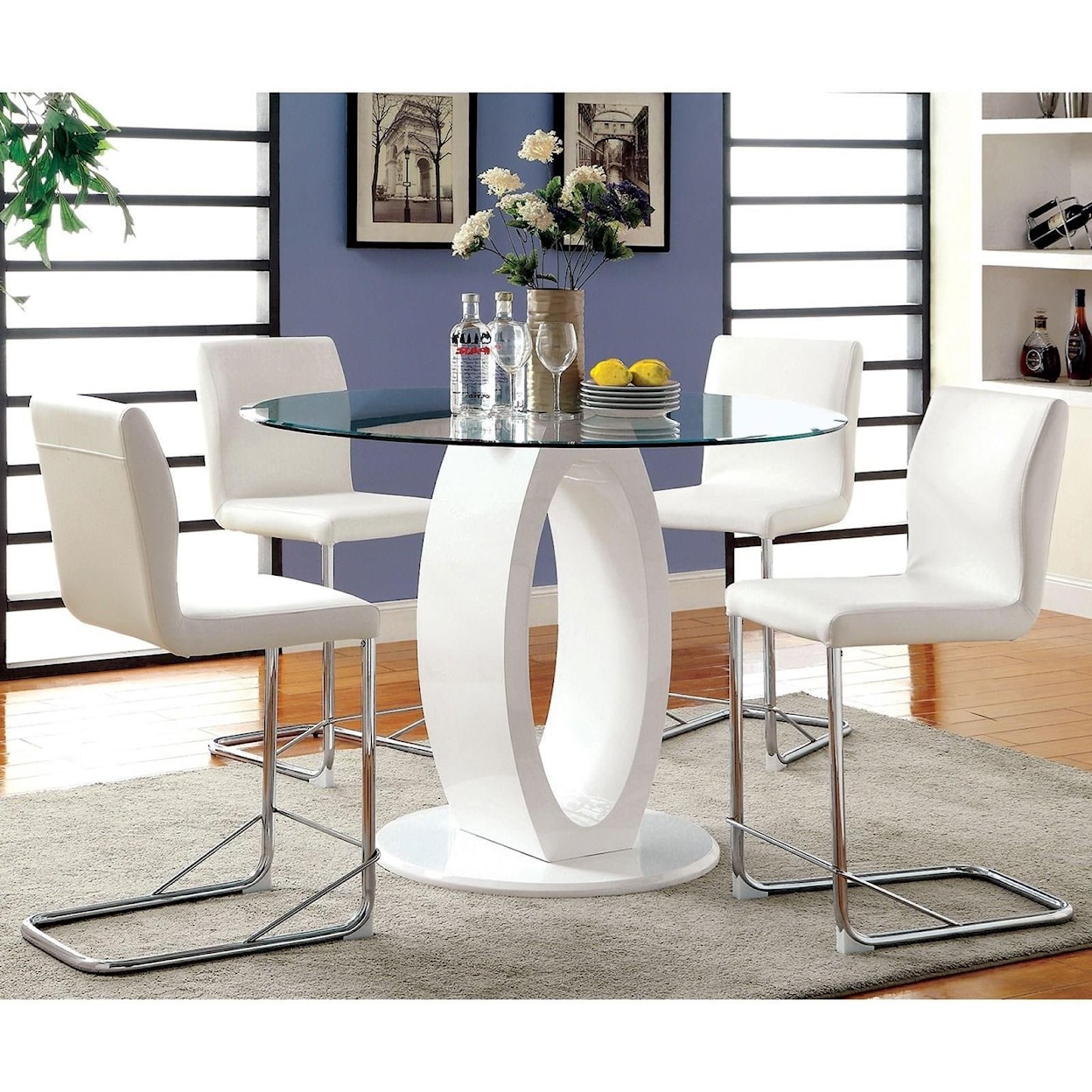 Furniture of America Lodia II Table and 4 Side Chairs