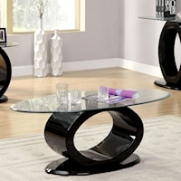 Contemporary Coffee Table with Temperered Glass Top