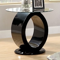 Contemporary End Table with Tempered Glass Top