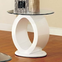 Contemporary End Table with Tempered Glass Top