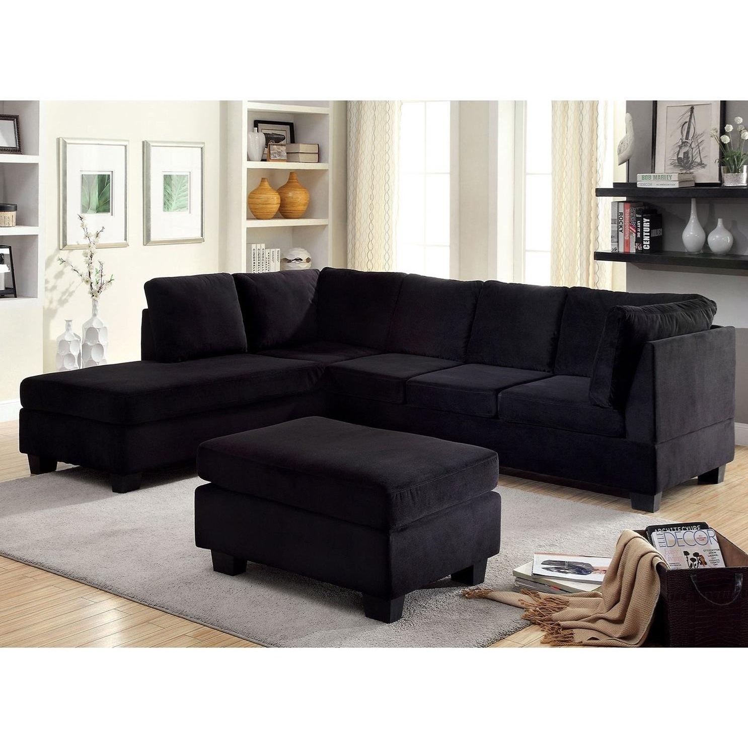 Black sectional top with chaise