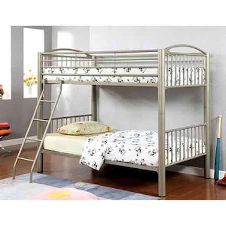 Transitional Metallic Gold Twin Over Twin Youth Bunk Bed