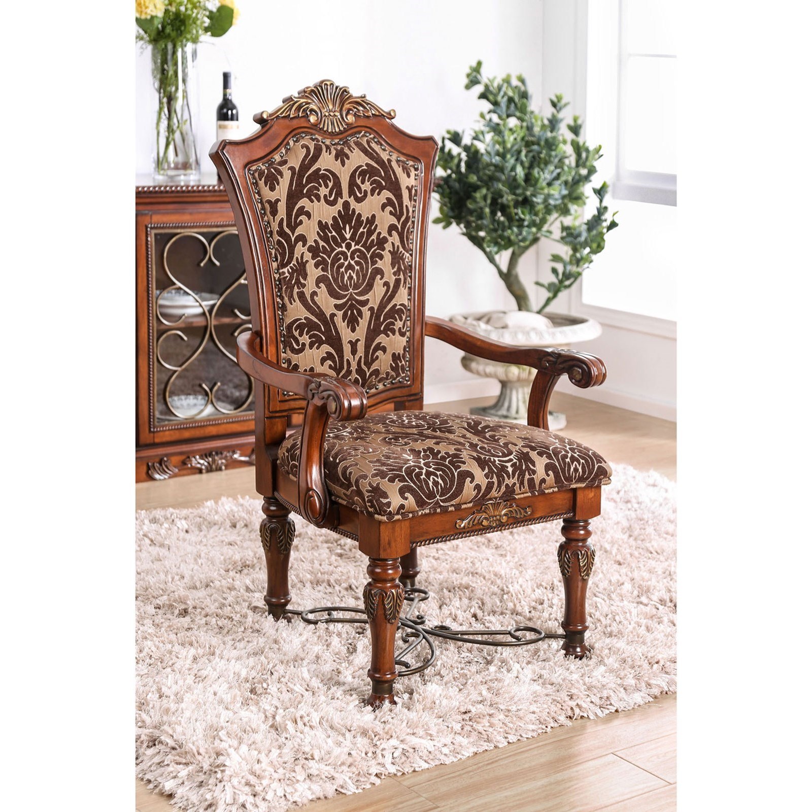 Lucie CM3788AC2PK Set of 2 Traditional Arm Chairs Household