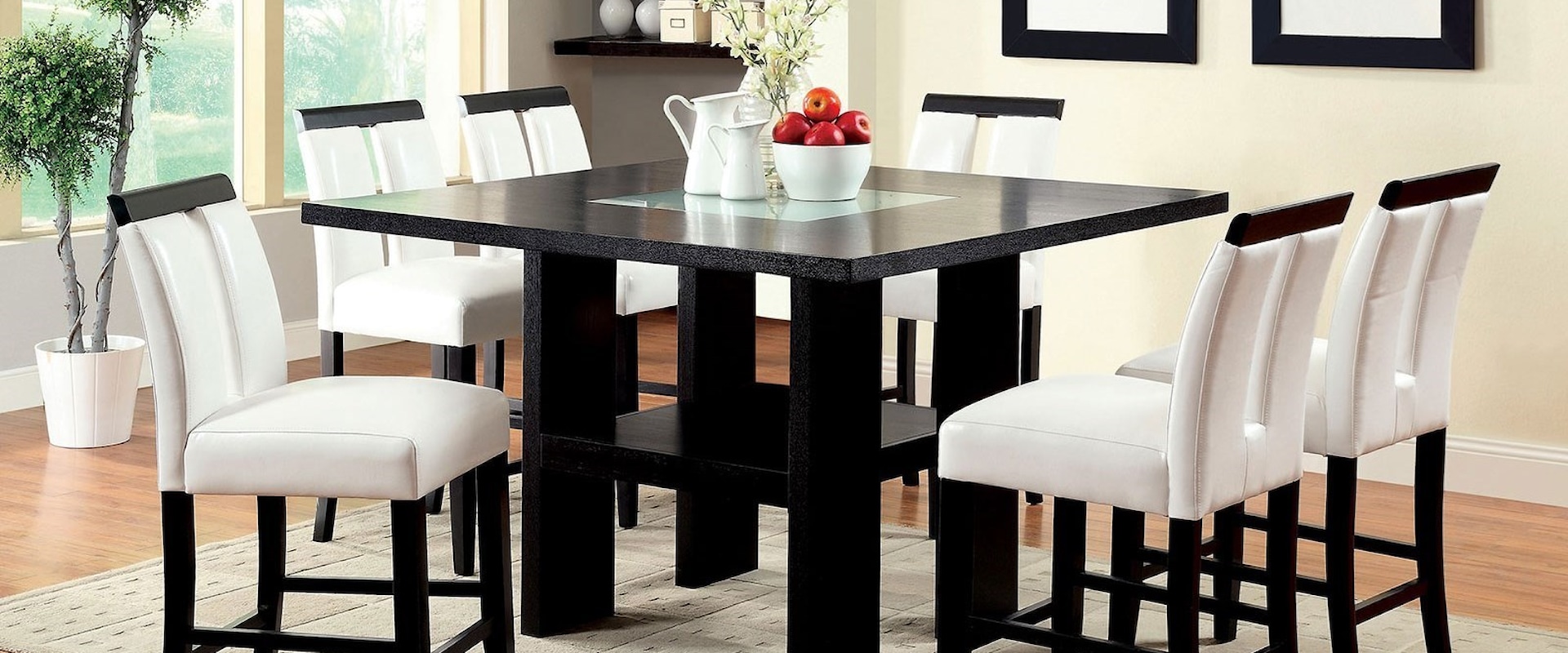 Counter Height Table Set with Six Stools
