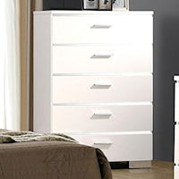 Contemporary Chest of 5 Drawers with Chrome Accents