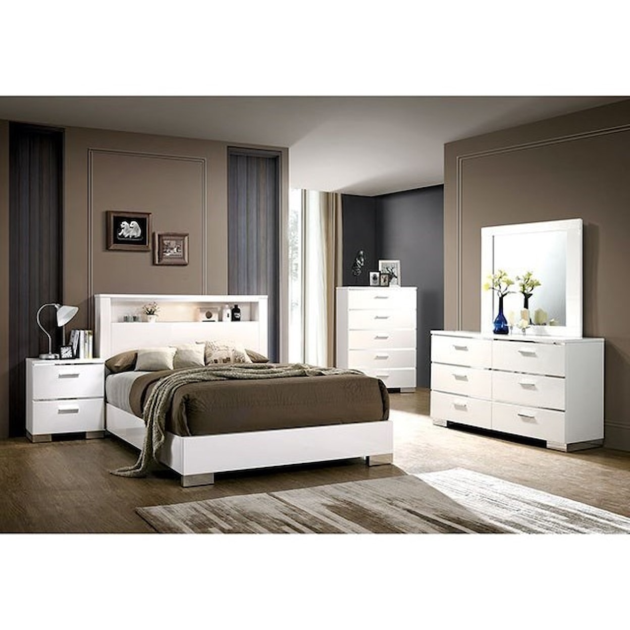 Furniture of America Malte Dresser and Mirror Combination