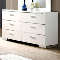 Contemporary 6-Drawer Dresser with Chrome Accents