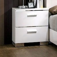 Contemporary 2-Drawer Nightstand with Chrome Accents