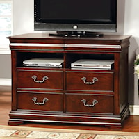 Traditional Media Chest with Open Shelves