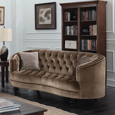 Traditional Love Seat with Glam Detailing