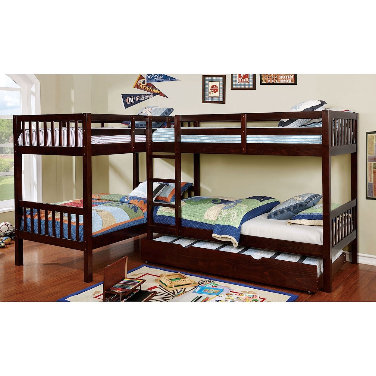 Furniture of America - FOA Marquette Quadruple Twin Bunk Bed