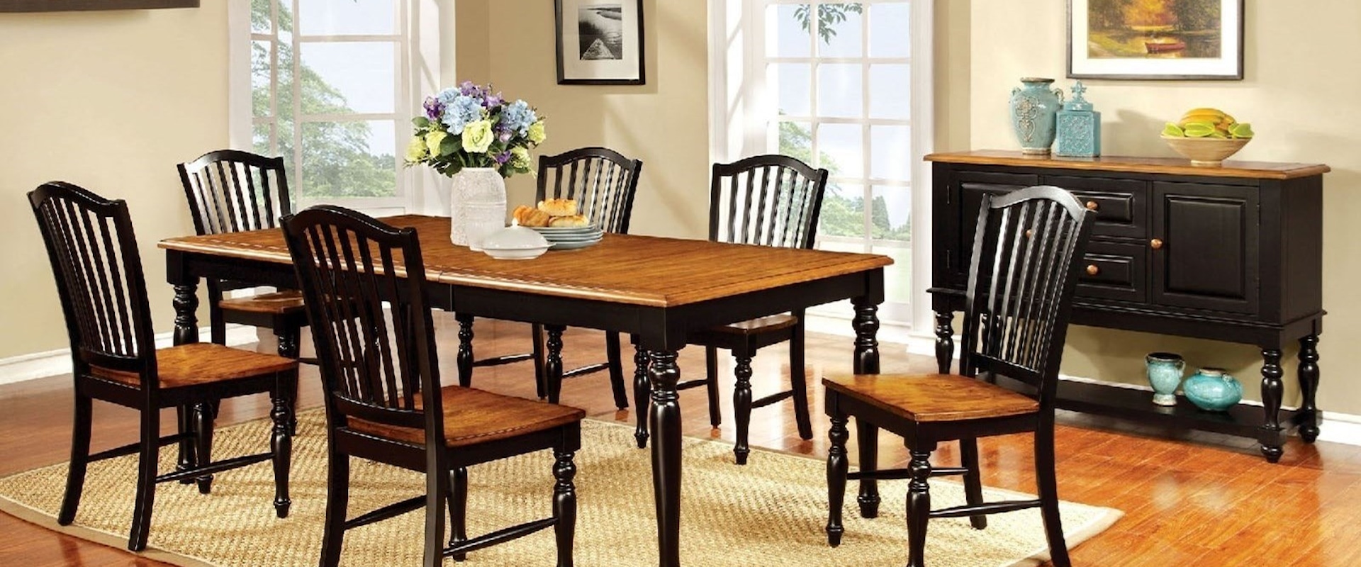 Country Table and 6 Chairs