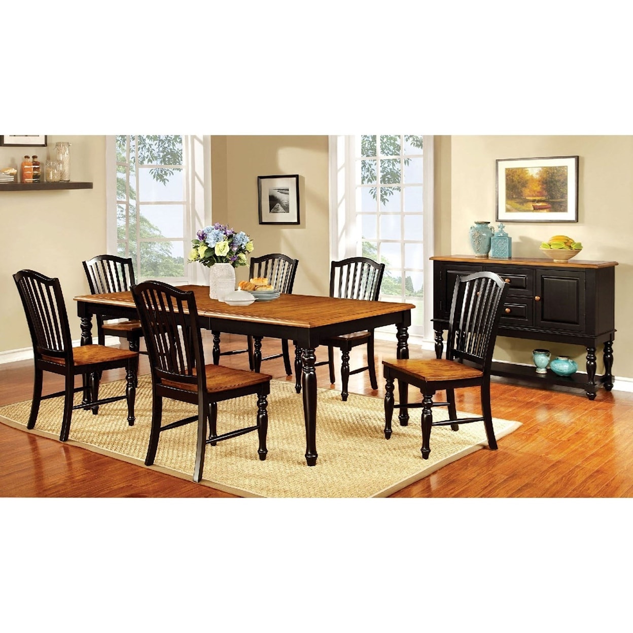 Furniture of America Mayville Table and 6 Chairs