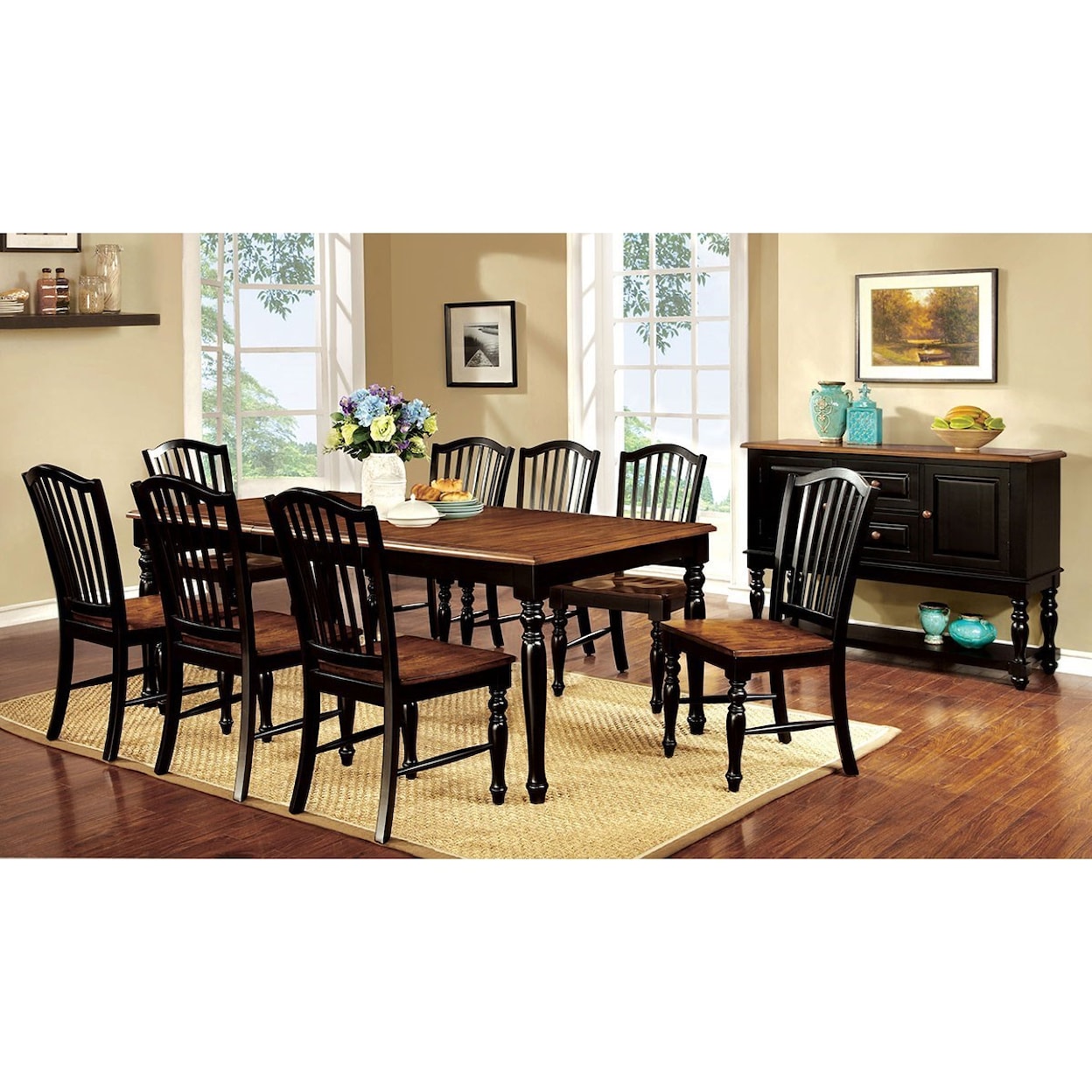 Furniture of America Mayville Table and 8 Chairs