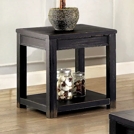 Transitional End Table with Bottom Shelf