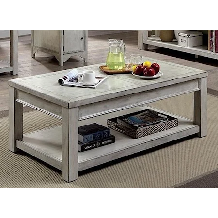 Transitional Cocktail Table with Bottom Shelf