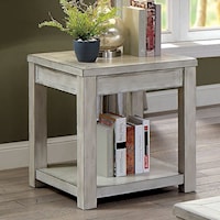 Transitional End Table with Bottom Shelf