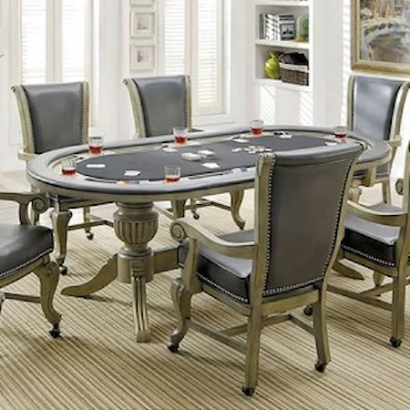 Traditional Game Table with Interchangeable Top and Built-In Cupholders