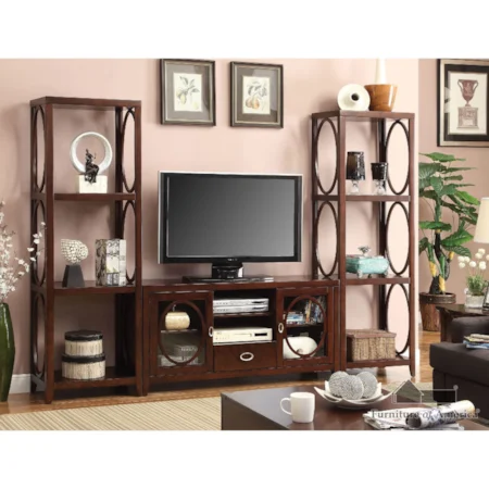 Transitional Entertainment Wall with 12 Shelves