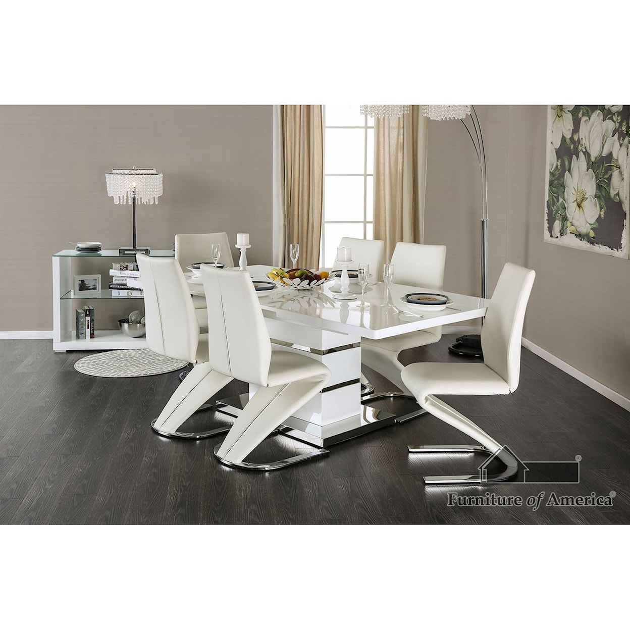 Furniture of America Midvale Dining Table and Chairs Set