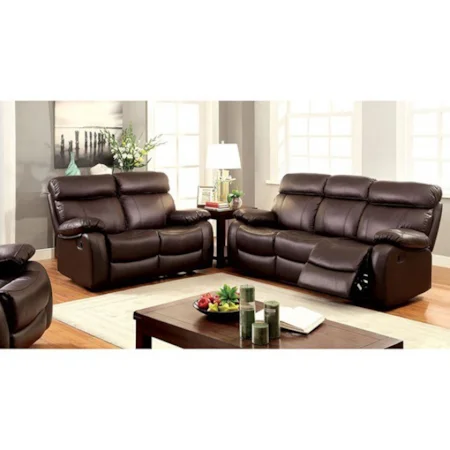 Casual Leather Match Sofa, Loveseat, and Recliner Set