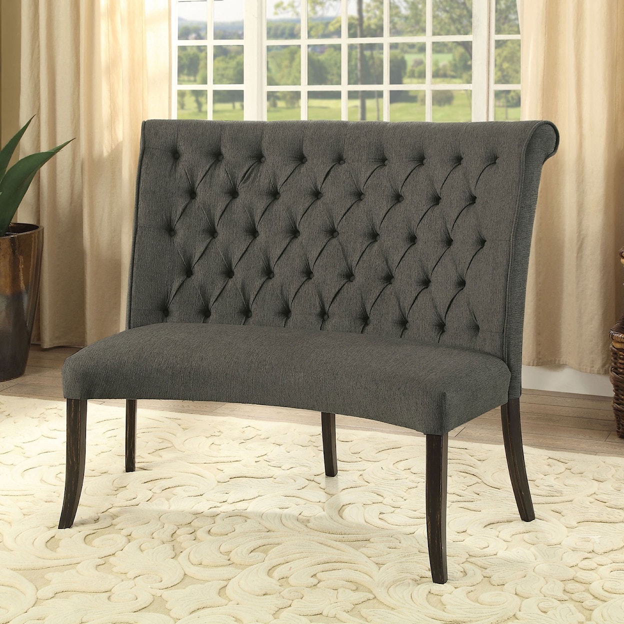 Furniture of America Nerissa Loveseat Dining Bench