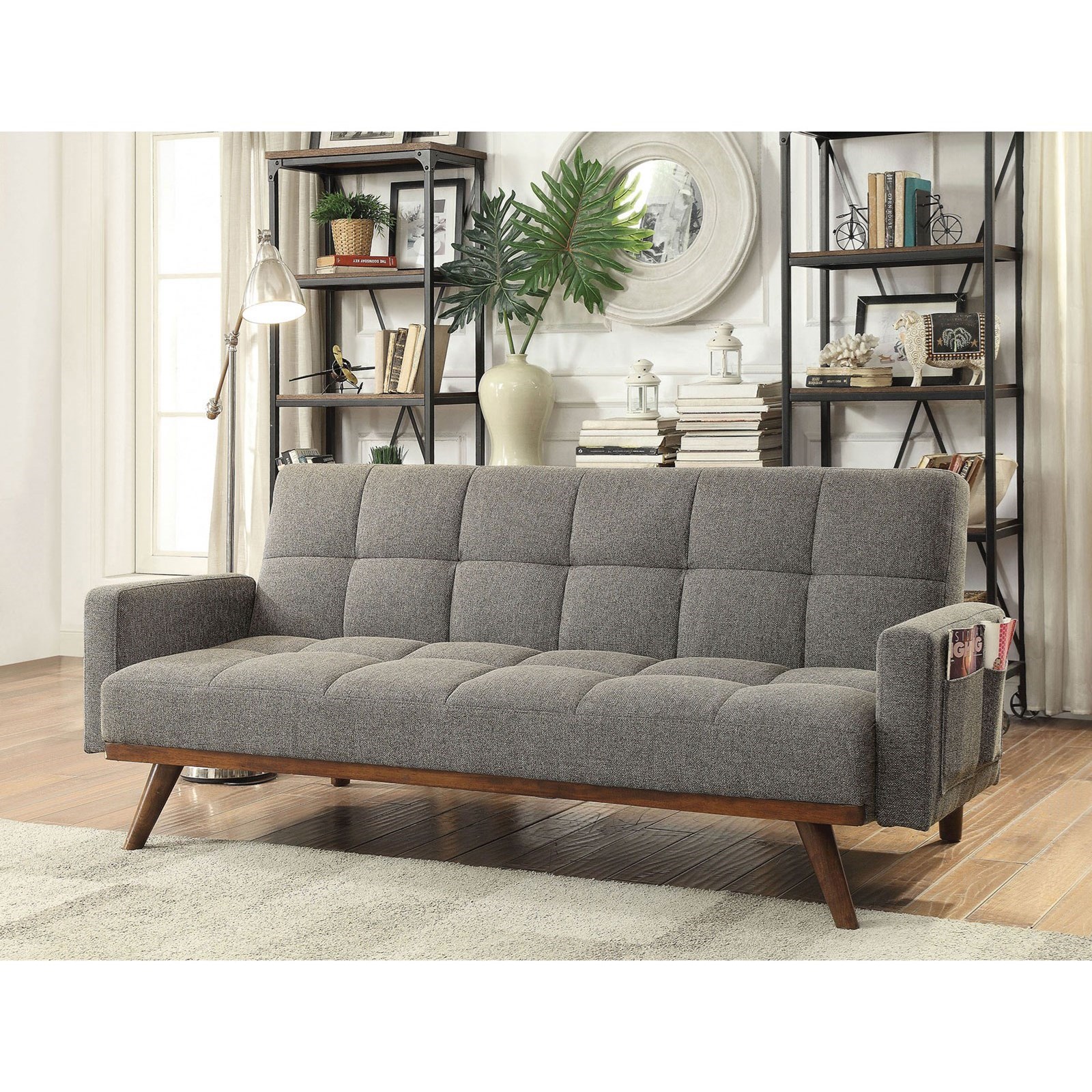Furniture of America Nettie CM2605 Futon Sofa Corner Furniture Uph