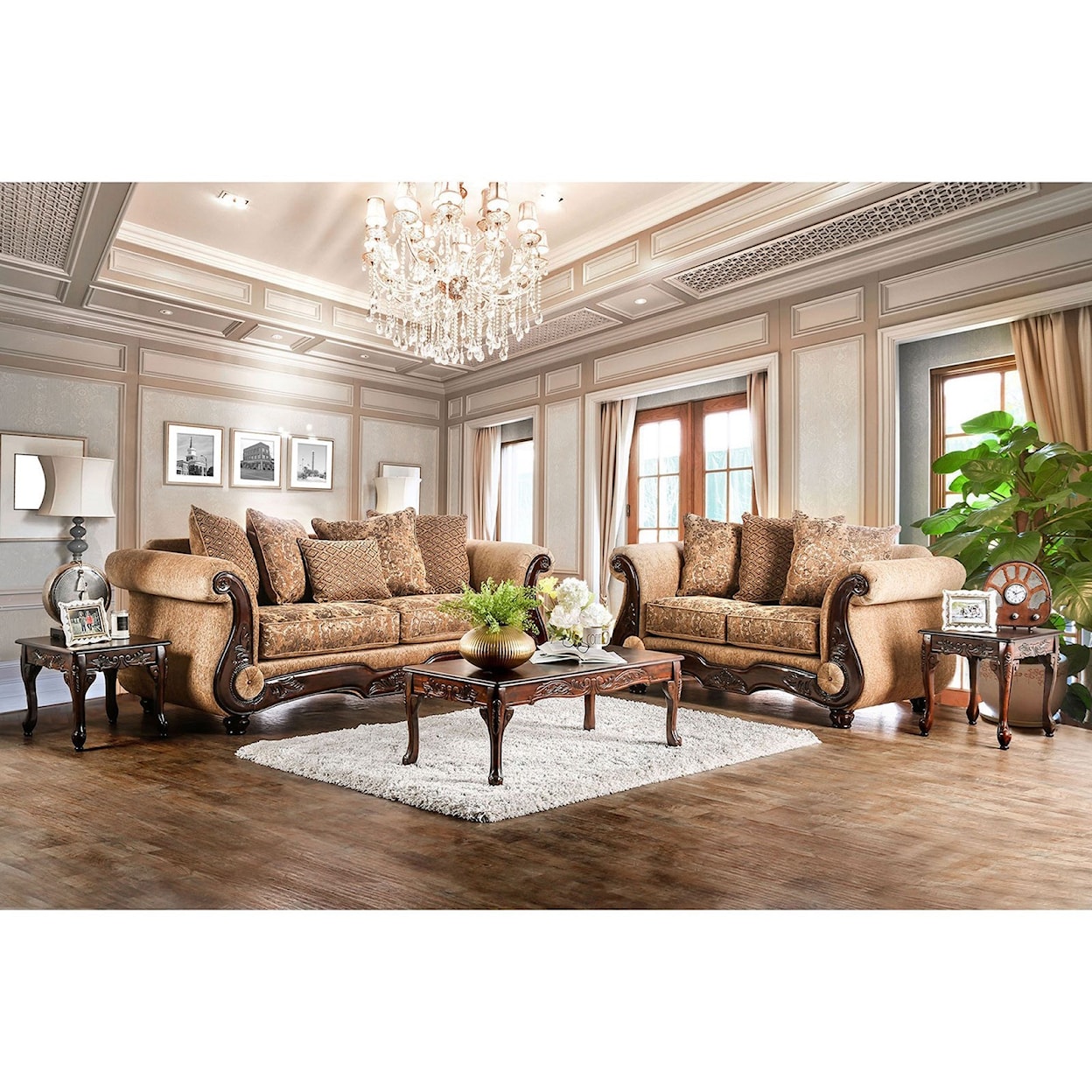 Furniture of America Nicanor SM6407-SF Traditional Sofa with Rolled ...