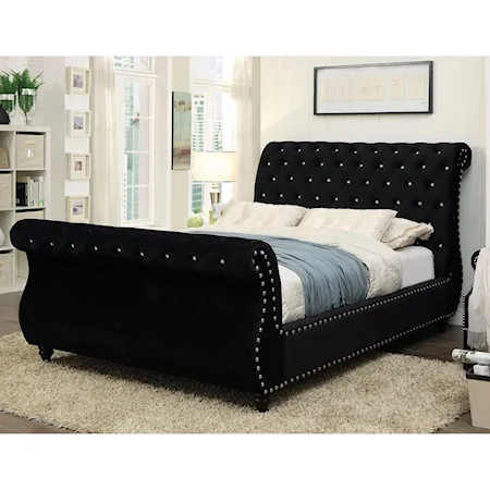 Upholstered King Bed with Diamond Tufting