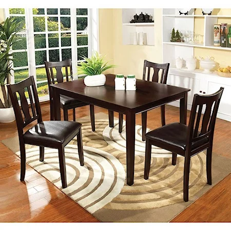 5 Pc. Dining Table Set with Slat Back Chairs