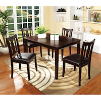 5 Pc. Dining Table Set with Slat Back Chairs