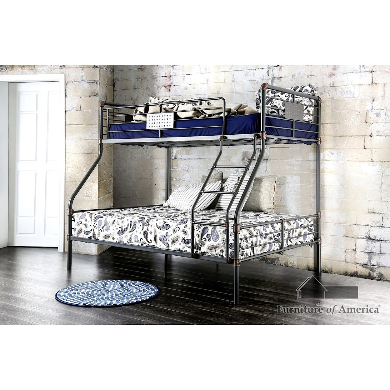 FUSA Olga III Metal Twin/Twin Bunk Bed