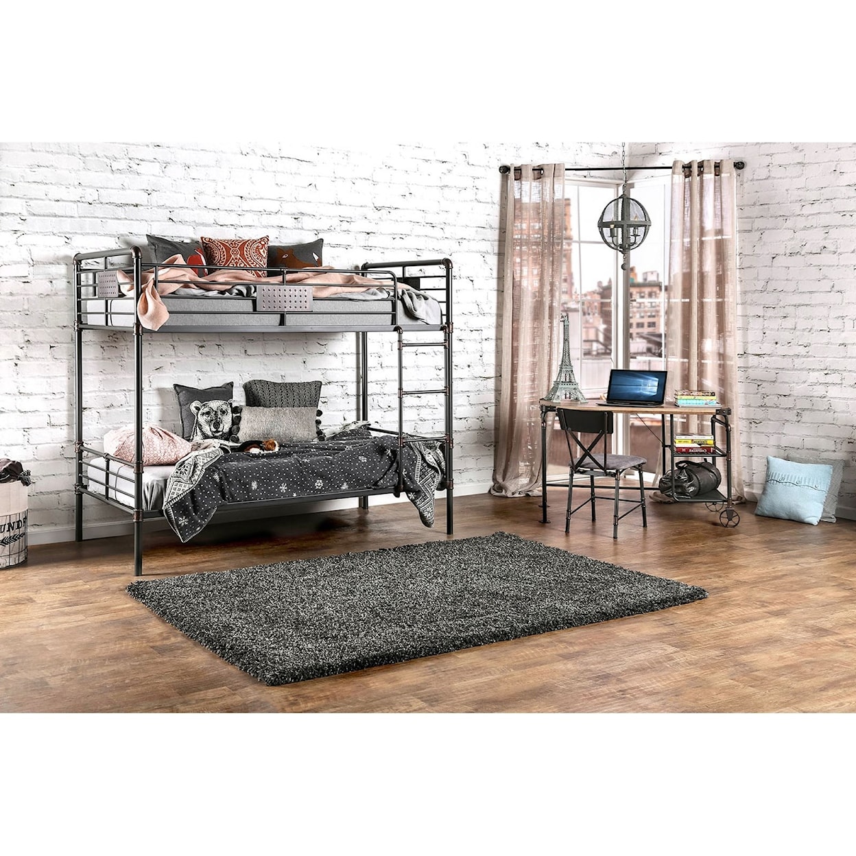 Furniture of America Olga III Metal Twin/Twin Bunk Bed